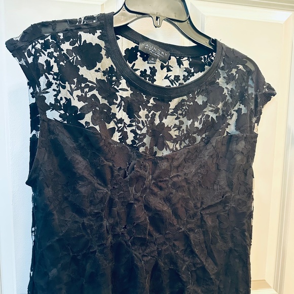 Laundry byShelli Segal Embroidered Mesh Sleeveless Lace Floral Black Size M - Picture 1 of 3